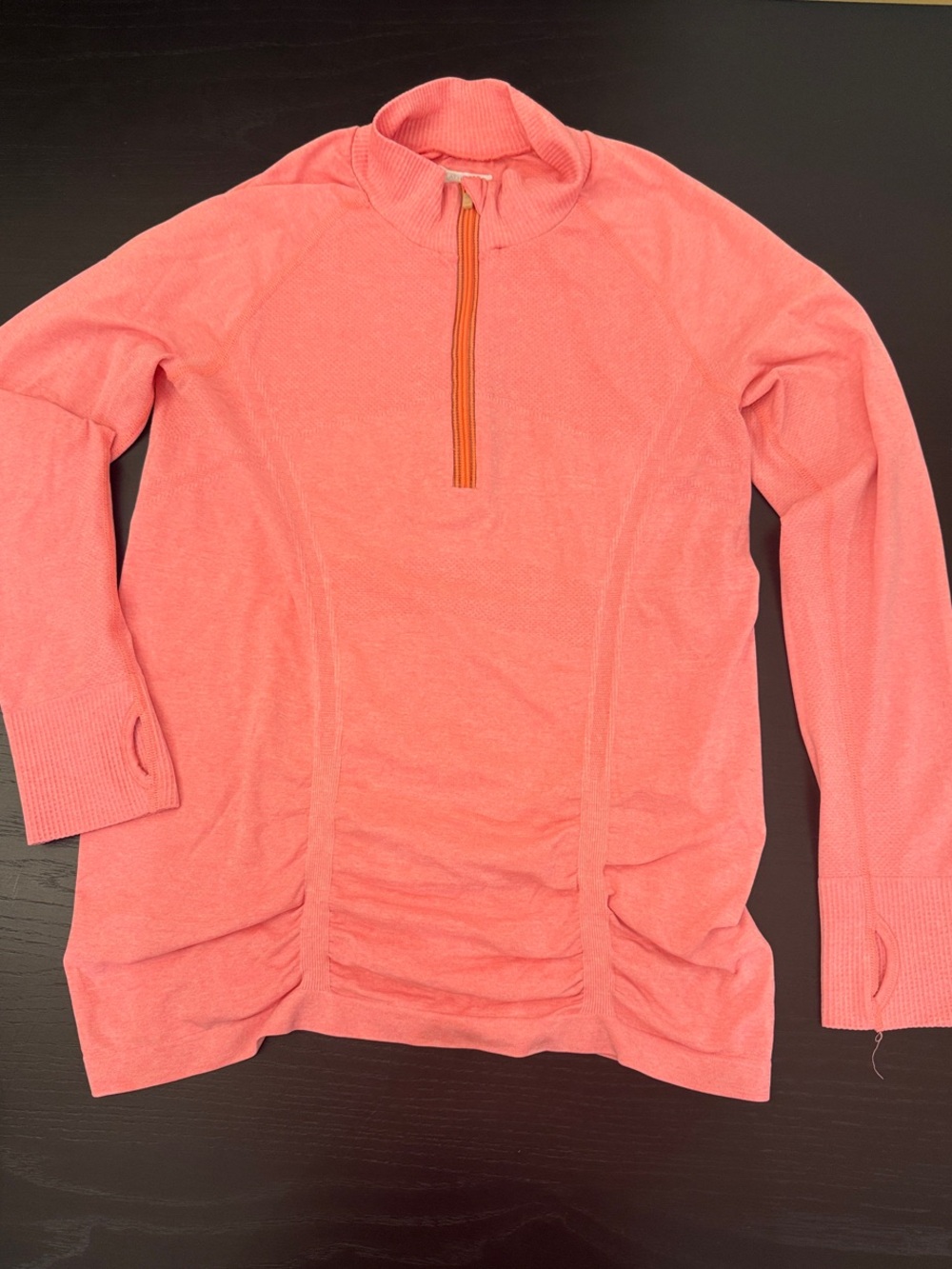Athleta Coral Orange Quarter-Zip Pullover